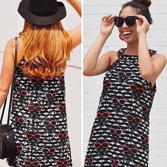 Anthropologie Dress Hutch Face Sunglass Print Dress Size XS BLOGGER FAVORITE - Picture 7 of 14